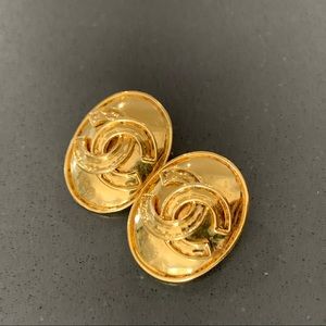 SOLD Chanel CC logo clip on earrings